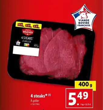 Lidl 4 steaks (1) À griller offre