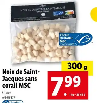 Lidl Noix de Saint-Jacques sans corail MSC offre