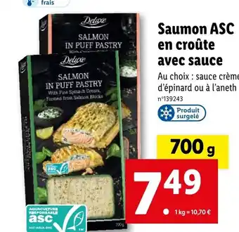 Lidl Saumon ASC en croûte avec sauce offre