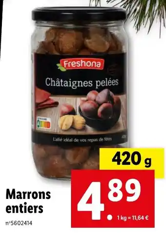 Lidl Marrons entiers offre