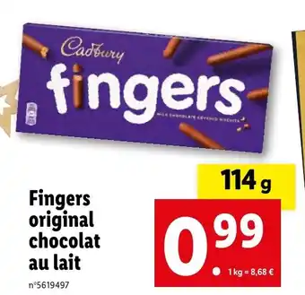 Lidl Fingers original chocolat au lait offre