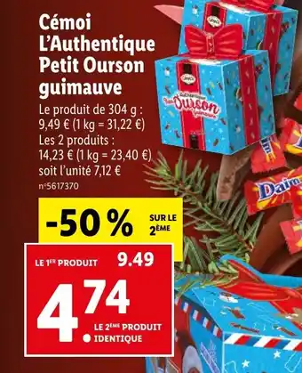 Lidl Cémoi L'Authentique Petit Ourson guimauve offre