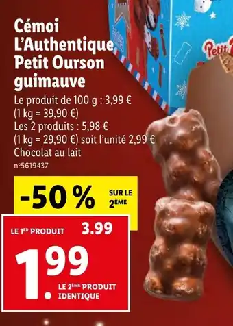 Lidl Cémoi L'Authentique, Petit Ourson guimauve offre