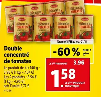 Lidl Double concentré de tomates offre