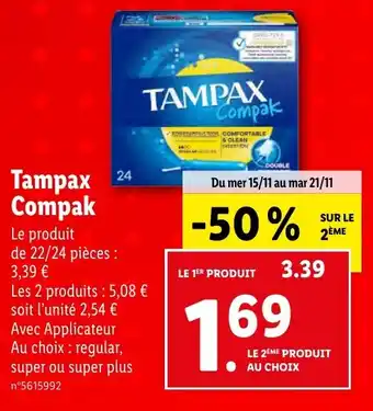 Lidl Tampax Compak offre