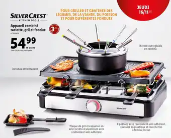 Lidl Appareil combiné raclette, gril et fondue offre