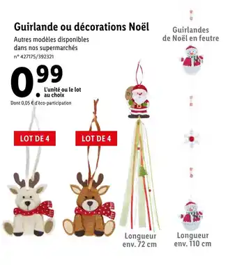 Lidl Guirlande ou décorations Noël offre