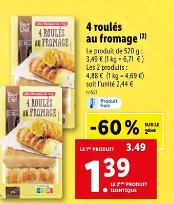 Lidl 4 roulés au fromage (2) offre