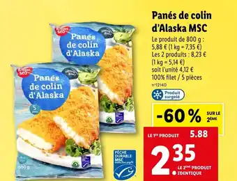 Lidl Panés de colin d'Alaska offre