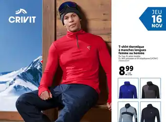 Lidl T-shirt thermique à manches longues femme ou homme offre