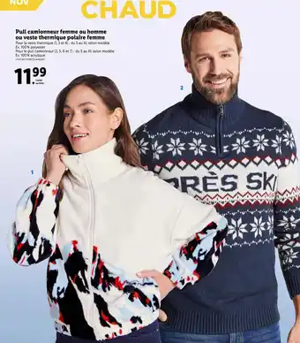 Lidl Pull camionneur femme ou homme ou veste thermique polaire femme offre