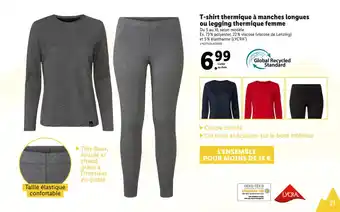 Lidl T-shirt thermique à manches longues ou legging thermique femme offre