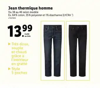 Lidl Jean thermique homme offre