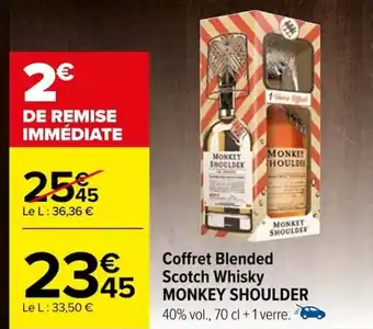 Carrefour Coffret Blended Scotch Whisky MONKEY SHOULDER offre