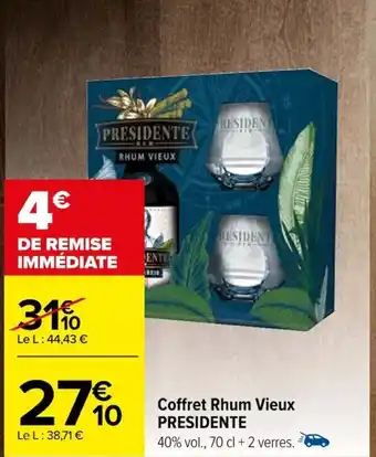 Carrefour Coffret Rhum Vieux PRESIDENTE offre