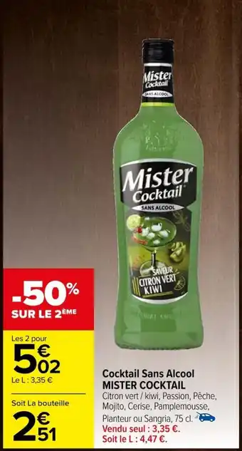 Carrefour Cocktail Sans Alcool MISTER COCKTAIL offre