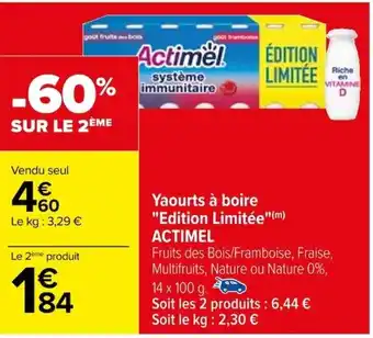 Carrefour Yaourts à boire "Edition Limitée"(m) ACTIMEL offre