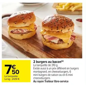 Carrefour 2 burgers au bacon (⁰) offre