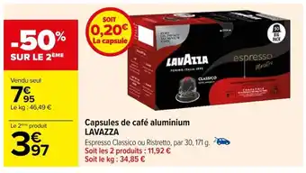 Carrefour Capsules de café aluminium LAVAZZA offre
