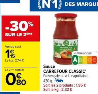 Carrefour Sauce CARREFOUR CLASSIC' offre
