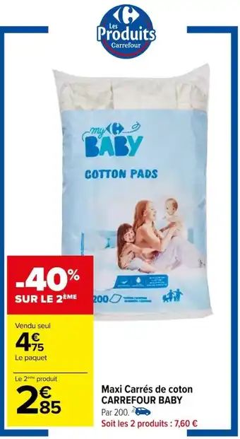 Carrefour Maxi Carrés de coton CARREFOUR BABY offre