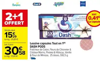 Carrefour Lessive capsules Tout en 1(d) DASH PODS offre