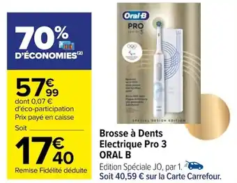 Carrefour Brosse à dents Electrique Pro 3 ORAL B offre