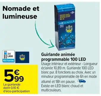 Carrefour Guirlande animée programmable 100 LED offre