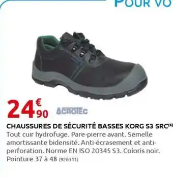 Rural Master CHAUSSURES DE SÉCURITÉ BASSES KORG S3 SRC(4) offre