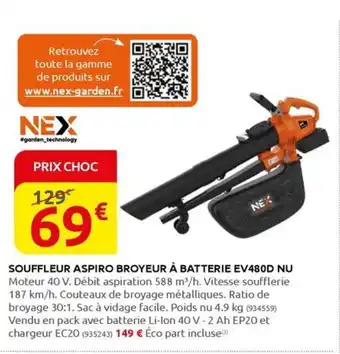 Rural Master SOUFFLEUR ASPIRO BROYEUR À BATTERIE EV480D NU offre