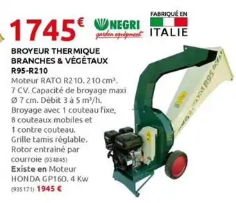 Rural Master BROYEUR THERMIQUE BRANCHES & VÉGÉTAUX R95-R210 offre