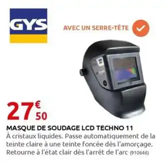 Rural Master MASQUE DE SOUDAGE LCD TECHNO 11 offre