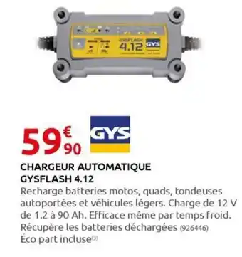 Rural Master CHARGEUR AUTOMATIQUE GYSFLASH 4.12 offre