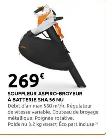 Rural Master SOUFFLEUR ASPIRO-BROYEUR À BATTERIE SHA 56 NU offre