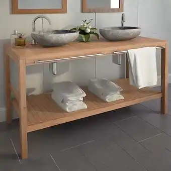 Bricorama Meuble-lavabo de salle de bains teck massif 132x45x75cm - brun - meubles lavabos - armoires et meubles de rangement - brun - offre