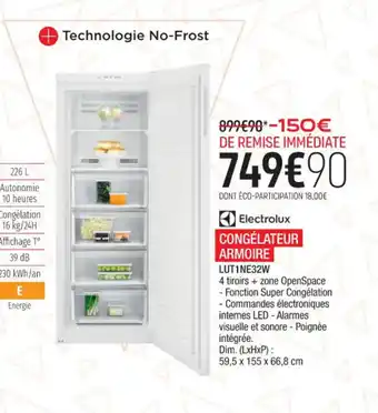 Extra CONGÉLATEUR ARMOIRE LUT1NE32W offre