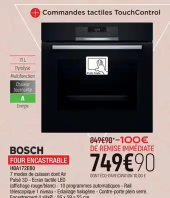 Extra FOUR ENCASTRABLE HBA172EBO offre