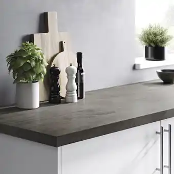 Brico Dépôt Goodhome plan de travail en stratifié aspect ciment kala l300 p62xep3,8cm offre