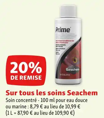 Maxi Zoo Seachem 20% de remise sur tous les soins seachem offre