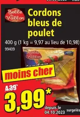 Norma Cordons bleus de poulet offre