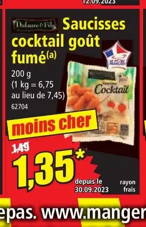 Norma Saucisses cocktail gout fume offre
