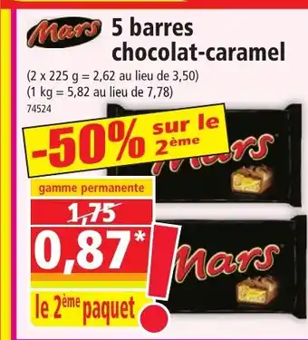 Norma Mars 5 barres chocolat caramel offre