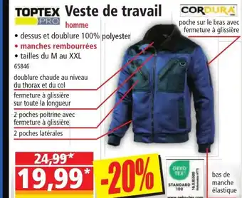 Norma TOPTEX Veste de travail offre