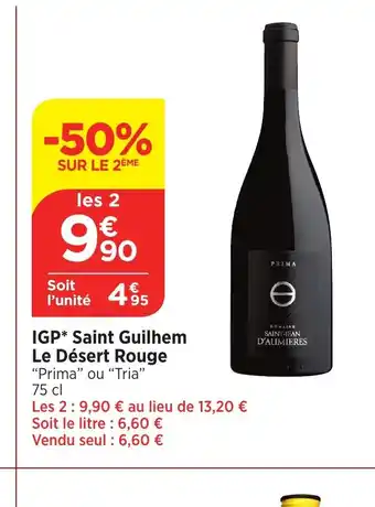 Bi1 IGP Saint Guilhem Le Désert Rouge offre