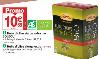 Promocash ✪ Huile d'olive vierge extra bio SOLÉOU offre