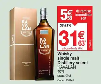 Promocash Whisky single malt Distillery select KAVALAN offre