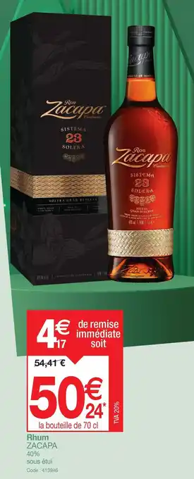 Promocash Rhum ZACAPA 40% offre