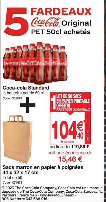 Promocash Sacs marron en papier à poignées 44 x 32 x 17 cm offre
