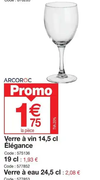 Promocash Verre à vin 14,5 cl Élégance offre