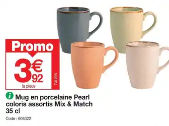 Promocash ✪ Mug en porcelaine Pearl coloris assortis Mix & Match 35 cl offre